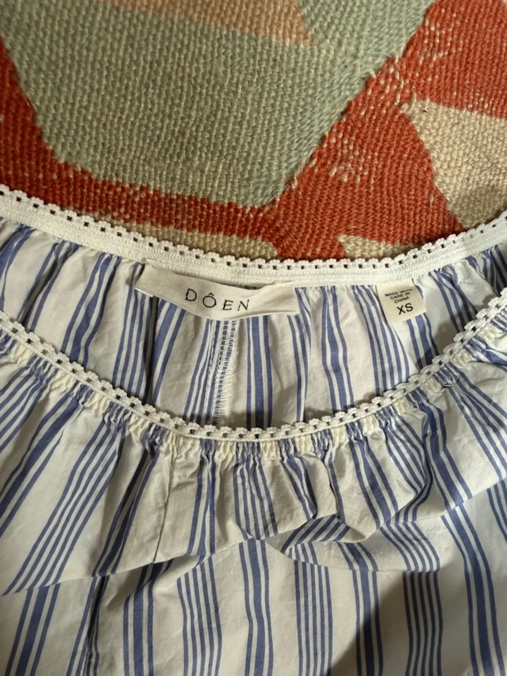 Doen Thelma Shorts in Indigo Sorrento Stripe size XS cotton silk - Picture 8 of 14